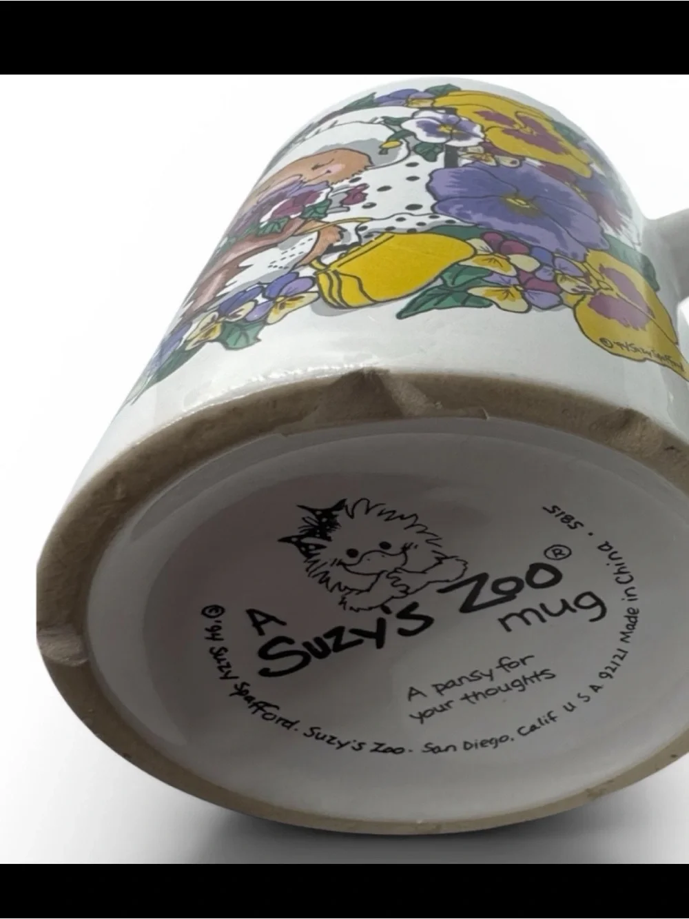 Vintage Suzie’s Zoo “A Pansy for Your Thoughts” Coffee Mug